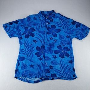 Vintage Jams‎ World Button Up Shirt Mens Medium Aloha Hawaiian Lanikai Blue